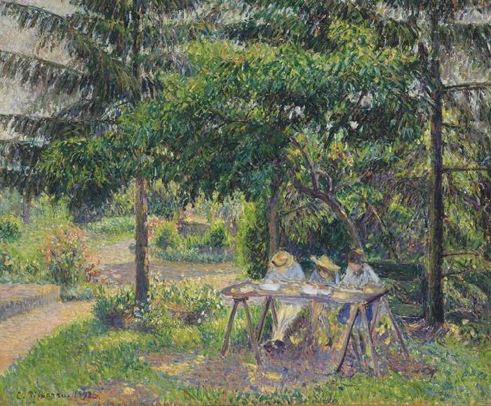 Camille Pissarro Enfants attabl dans le jardin Eragny oil painting image